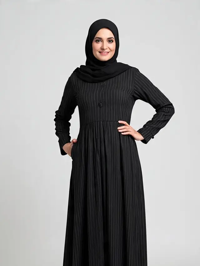 Model Gamis Hitam Motif untuk Usia 40-an