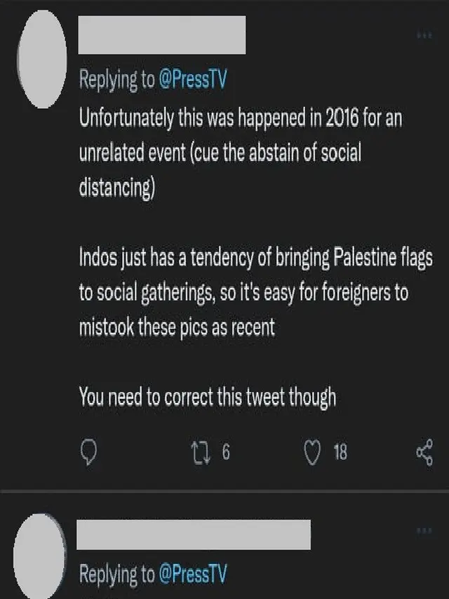 Komentar hoaks dari netizen atas unggahan status Press TV. (Screenshot)