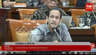 Mendikbudristek, Nadiem Makarim saat rapat kerja bersama Komisi X DPR RI pada Selasa (21/5/2024). (YouTube TVR Parlemen)