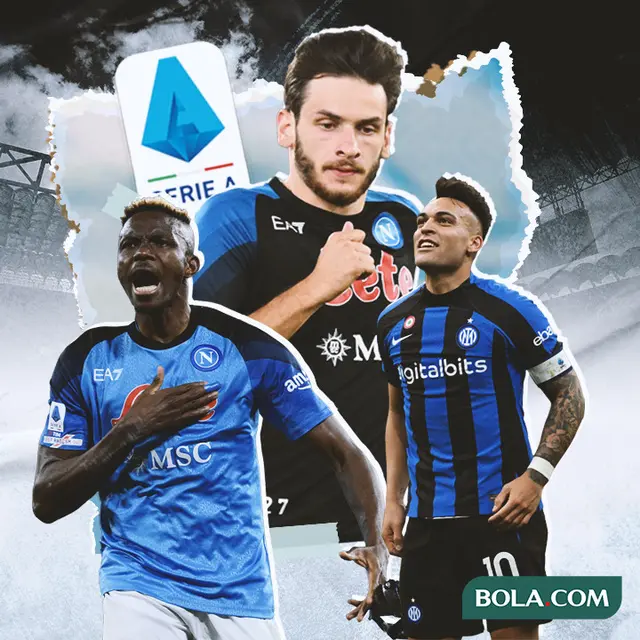 Serie A - Victor Osimhen, Khvicha Kvaratskhelia dan Lautaro Martinez