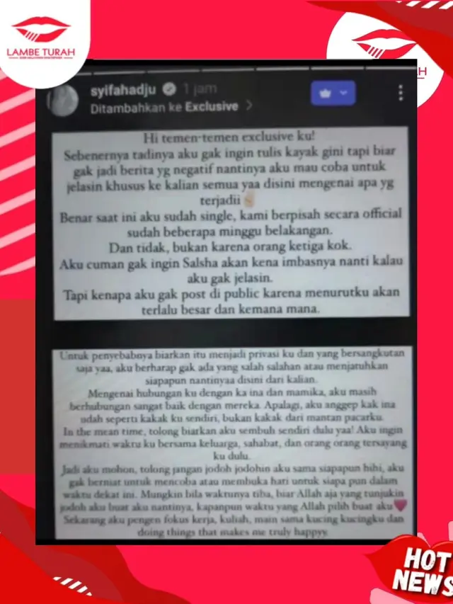 Syifa Hadju. (Foto: Dok. Instagram @lambe_turah)