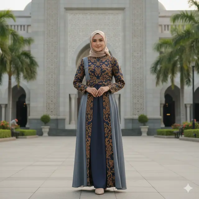 Model Gamis Kombinasi Ceruti