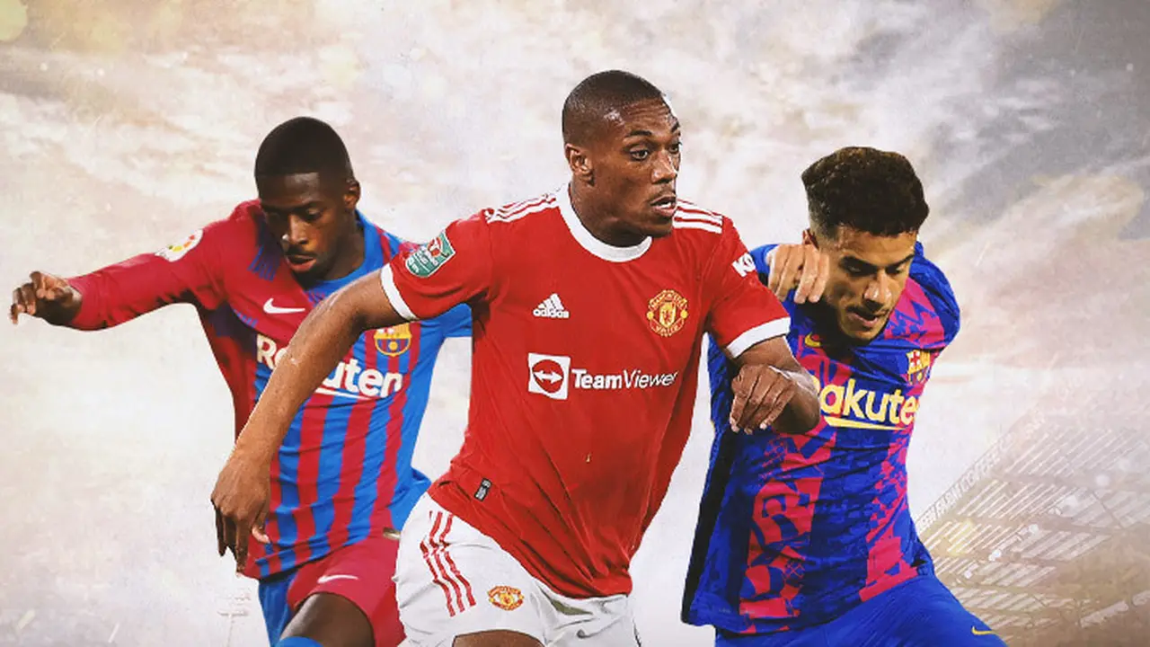 Ilustrasi - Ousmane Dembele, Anthony Martial, Philippe Coutinho