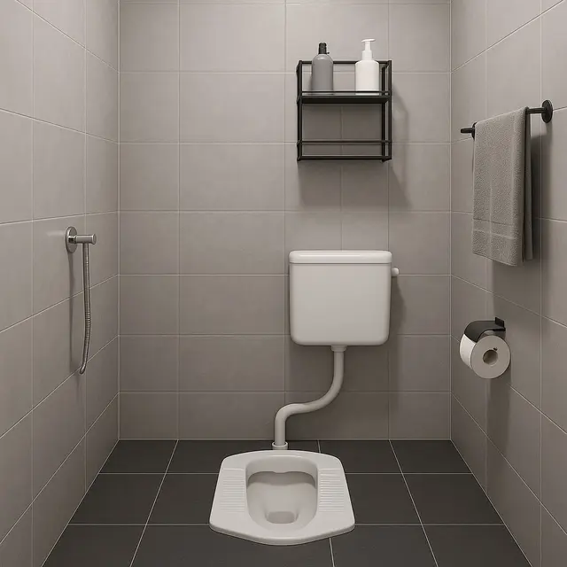 Model Kamar Mandi WC Jongkok dengan Flush Gaya Minimalis