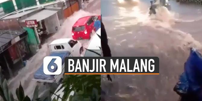 VIDEO: Motor Nekat Terjang Arus Deras Banjir Malang