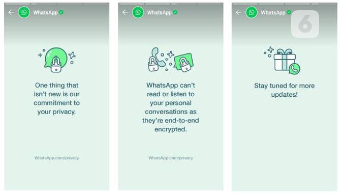 Kebijakan privasi baru WhatsApp. Liputan6.com/Iskandar