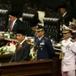 Presiden Joko Widodo (Jokowi) menyampaikan Pidato Kenegaraan dan RAPBN 2018 dalam Sidang Tahunan MPR-RI Tahun 2017 di Gedung Parlemen, Jakarta (16/8). (Liputan6.com/Johan Tallo)