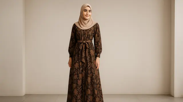 Model Dress Batik Modern/Ilustrasi gambar oleh AI