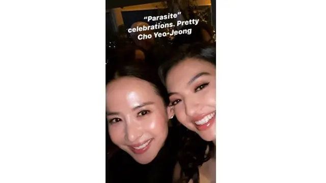 6 Momen Raline Shah Ikut Party Bareng Cast Parasite, Pegang Piala Oscar
