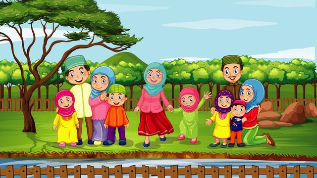 Ilustrasi keluarga muslim, Islami