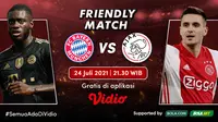 Duel antar klub raksasa di Friendly Match 2021 antara Bayern Munchen vs Ajax Amsterdam akan berlangsung hari ini, Sabtu (24/7/2021) WIB di Allianz Arena, Jerman. (Sumber: Dok. vidio.com)