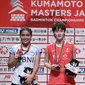 Momen Gregoria Mariska Tunjung (kiri) usai juara Kumamoto Masters Japang 2023. (Dokumentasi PBSI)