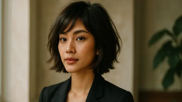 Model Rambut untuk Wajah dengan Dagu Runcing