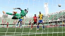 Tim berjuluk The Panters tersebut tak pernah sekalipun merasakan kemenangan bahkan hasil imbang. Mereka kalah dalam tiga laga Grup F dengan mengoleksi 0 poin. (AFP/Franck Fife)