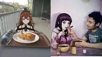 6 Tingkah Imajinatif Makan Bareng Karakter Anime, Bikin Senyum Tipis (sumber: IG ngumpulreceh FB abdul jalil)