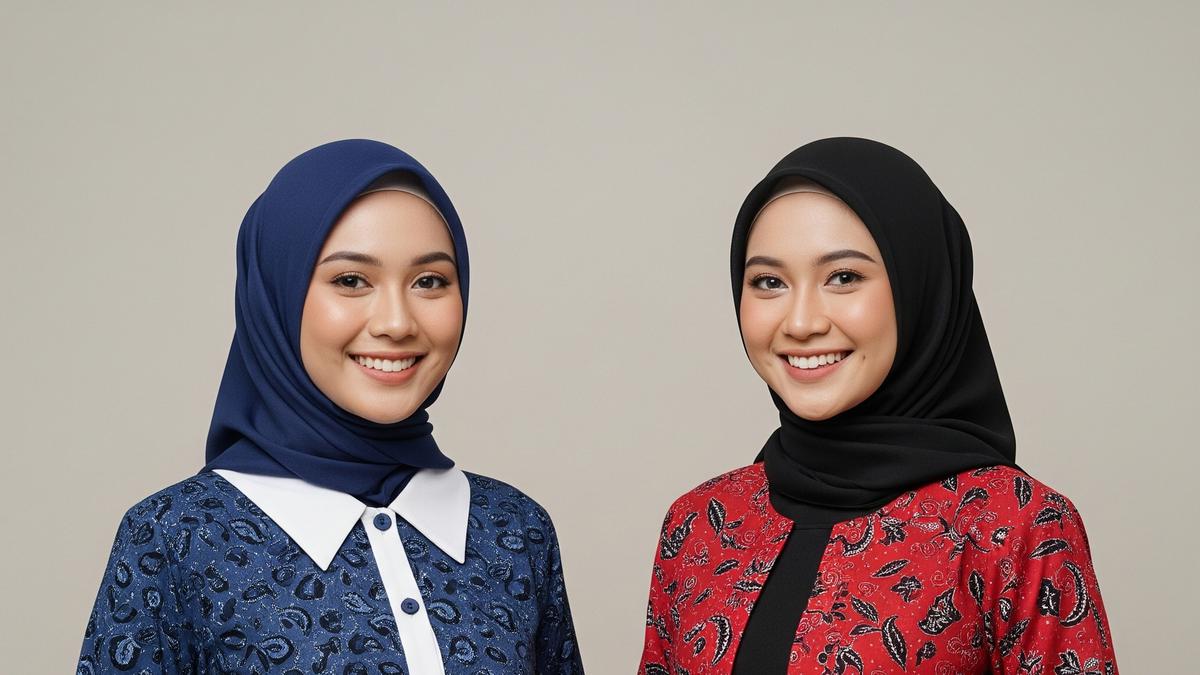 10 Model Busana Muslim Batik Kombinasi Polos yang Elegan dan Modern