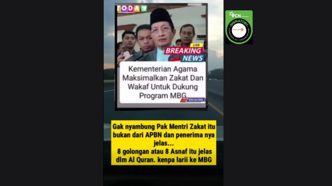 Cek Fakta Liputan6.com mendapati klaim unggahan yang menyebutkan Kemenag memaksimalkan zakat dan wakaf untuk dukung program MBG.