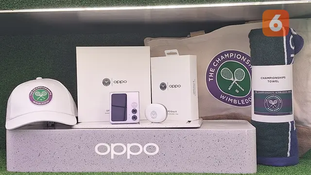 Menilik Oppo Find N2 Flip dan Enco X Edisi Spesial Wimbledon yang Cuma Rilis di Indonesia. (Liputan6.com/ Giovani Dio Prasasti)