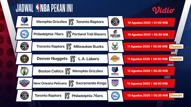 Jadwal NBA Pekan Ini di Vidio