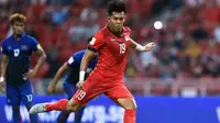 Khairul Amri, salah satu pemain veteran di timnas Singapura untuk Piala AFF 2016. (AFP/Roslan Rahman)