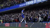  Striker Chelsea, Diego Costa merayakan golnya ke gawang West Bromwich Albion (Reuters / Clodagh Kilcoyne)
