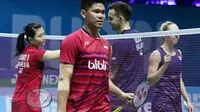 Praveen Jordan/Debby Susanto tersingkir di semifinal BWF Super Series Finals 2016 setelah kalah dari pasangan Inggris, Chris Adcock/Gabriel Adcock, di Hamdan Sports Complex, Dubai, Sabtu (17/12/2016). (Humas PP PBSI)