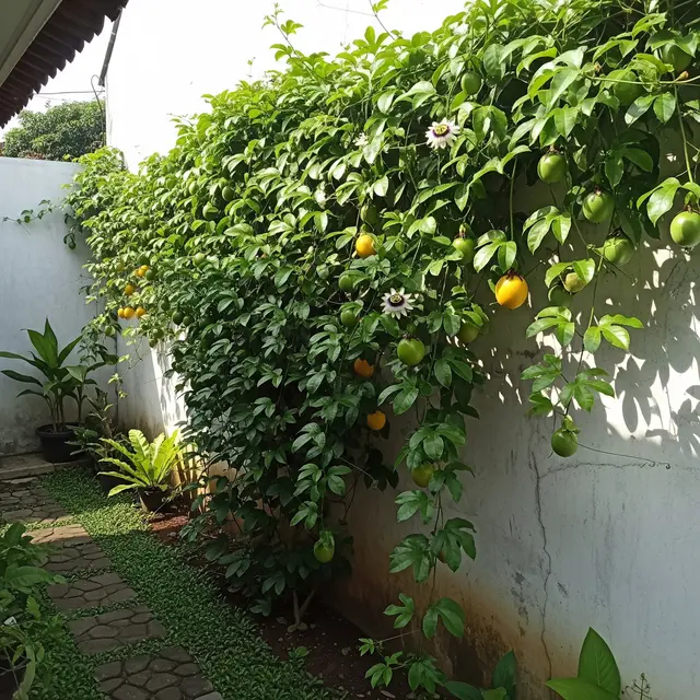 9 Inspirasi Kebun Rambat Markisa untuk Tembok Plesteran, Solusi Hijau Estetis