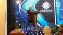 Menaker Ida Fauziyah memberikan sambutan saat peluncuran Satu Data Ketenagakerjaan di Kantor Kemnaker, Jakarta, Kamis (5/11/2020).  Kemnaker meluncurkan satu data ketenagakerjaan guna mewujudkan pembangunan ketenagakerjaan yang berbasis data. (Liputan6.com/Faizal Fanani)