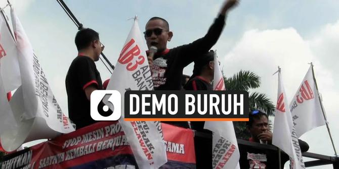 VIDEO: Demo Buruh, Massa Paksa Rekan Sesama Pekerja Berunjuk Rasa