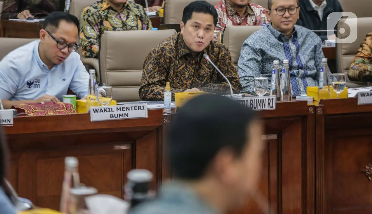 Sejumlah isu terkini juga dibahas bersama dalam rapat Kementerian BUMN dan Komisi VI DPR RI. (Liputan6.com/Faizal Fanani)