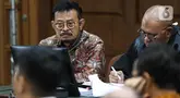 Terdakwa kasus pemerasan dan gratifikasi Syahrul Yasin Limpo menjalani sidang lanjutan di Pengadilan Tipikor Jakarta pada Senin (13/05/2024).  (Liputan6.com/Herman Zakharia)