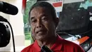 Ketua Umum PSSI Djohar Arifin di depan lobi hotel Golden Horses Palace, Malaysia. sesaat sebelum dampingi Timnas Indonesia berlatih di Inpen.