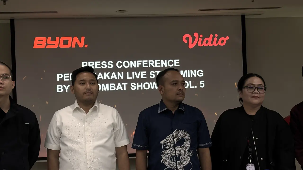 Konfrensi pers pembajakan live streaming Byon Combat Showbiz Vol. 5 (Liputan6.com/Ady Anugrahadi)