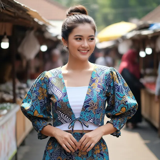 Model Outer Crop Top Batik Lengan Panjang untuk Anak Muda 20-an