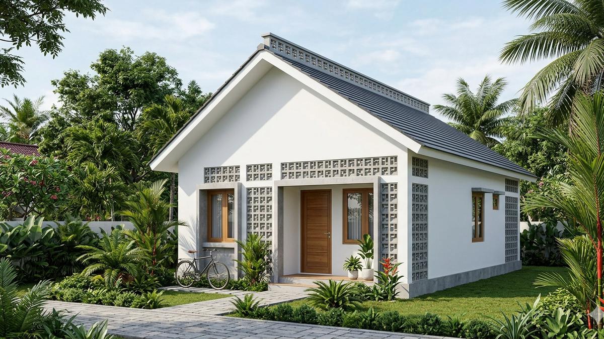 Desain Cerdas Rumah Kecil dengan Ventilasi Roster di Semua Sisi, Sejuk dan Estetik