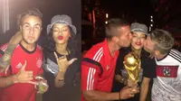 Rihanna turut serta dalam pesta kemenangan tim Jerman, ia pun mengunggah foto-foto kebersamaannya dengan beberapa pemain Der Panzer.