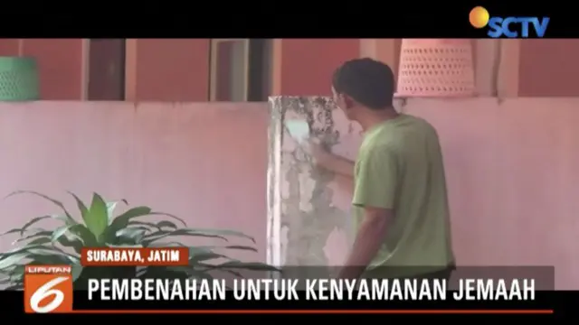 Panitia Penyelenggara Ibadah Haji Surabaya lakukan perbaikan Asrama Haji Sukolilo untuk menyambut kedatangan jemaah haji kloter pertama.