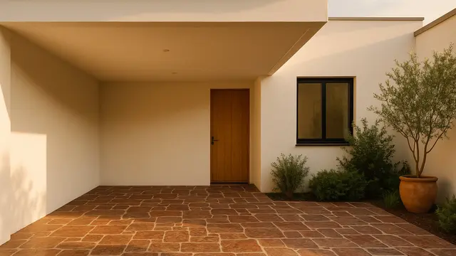 Desain Carport dengan Lantai Batu Alam