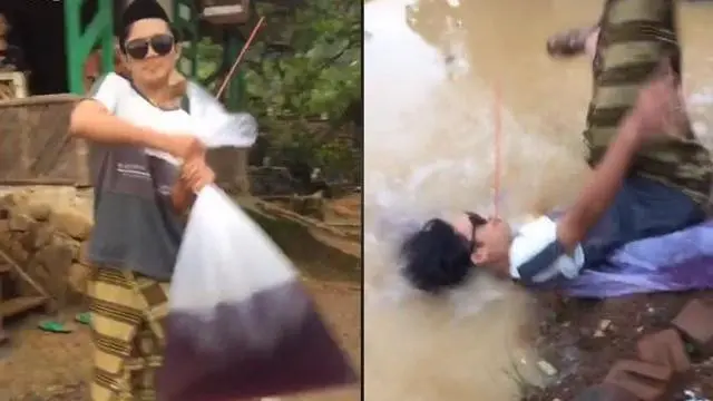 6 Momen Apes Orang Tercebur Empang Hingga Selokan Ini Bikin Senyum Tipis
