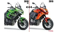 Perbedaan desain Kawasaki Versys terbaru dengan versi lawas. (Young machine)