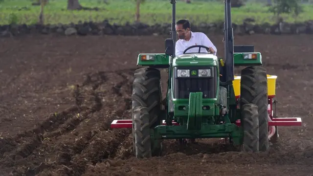 Jokowi jajal traktor untuk menanam jagung