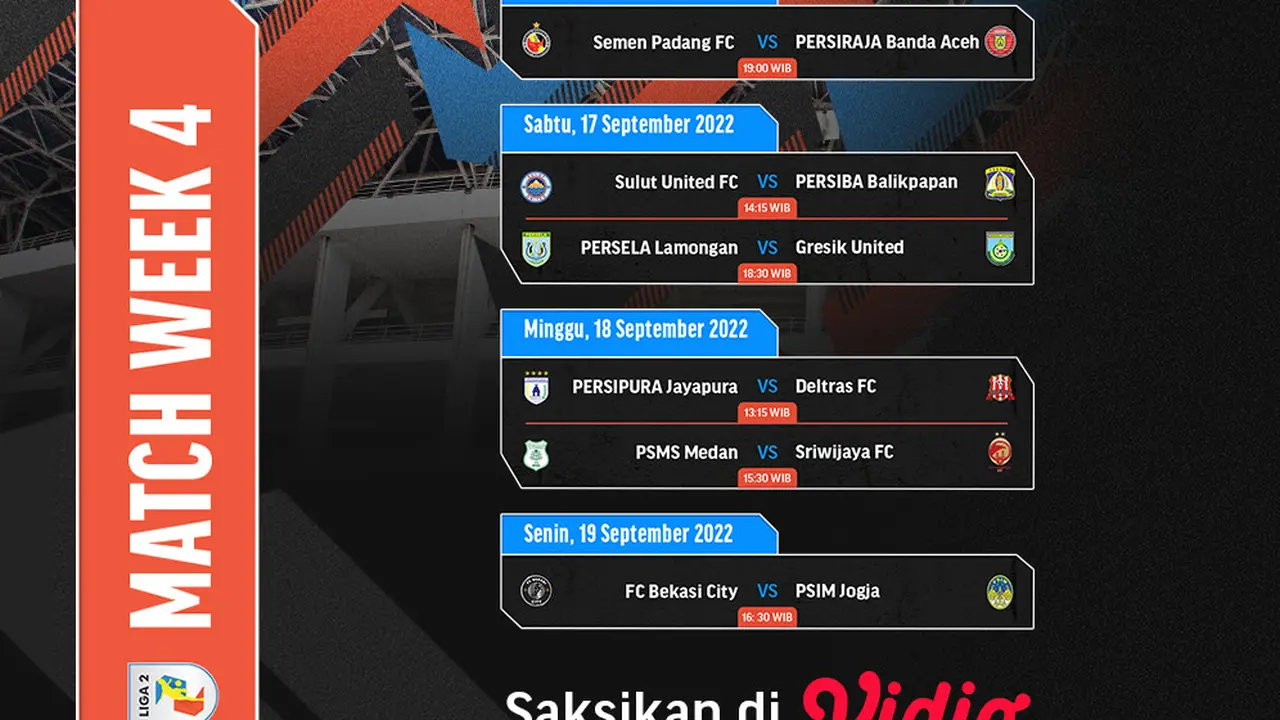 Jadwal dan Live Streaming Liga 2022/2023 Pekan Ketiga di Vidio, 16-19 September 2022
