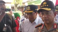 Menhub Budi Karya dan Kapolri Jenderal Polisi Tito Karnavian mendapat 'sambutan' dari ratusan driver taksi online di Yogyakarta