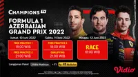 Nonton Siaran Langsung F1 GP Azerbaijan 2022 Ekslusif di Vidio 11-12 Juni