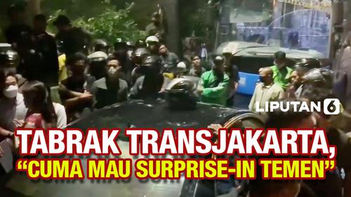 VIDEO: Mau Bikin Kejutan, Ujungnya Tabrak Bus Transjakarta