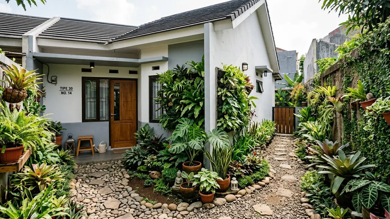 Rumah Tipe 30 dengan Taman Samping Sempit Tapi Hijau Gemini AI