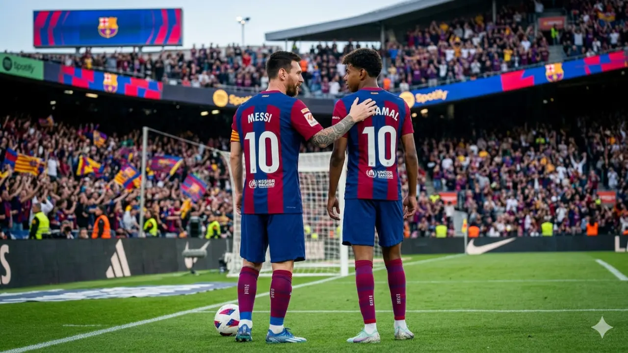 Ilustrasi Lionel Messi, Lamine Yamal