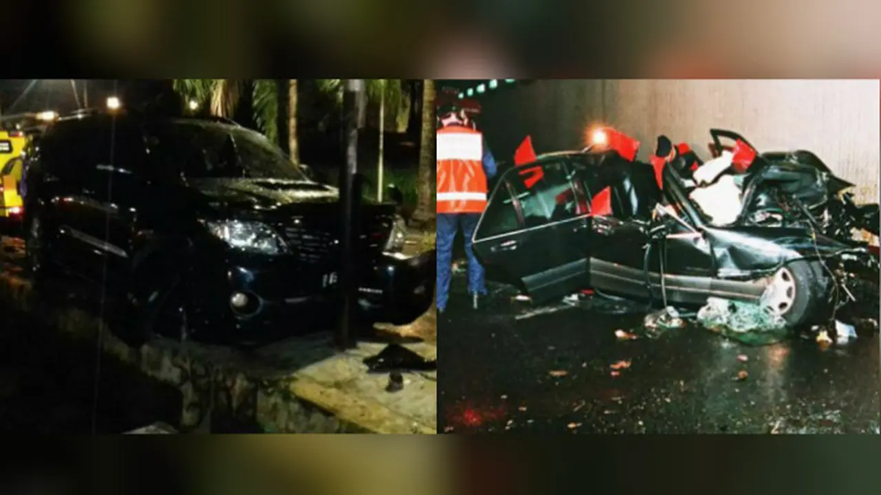 Perbandingan mobil Setya Novanto (kiri) dan Putri Diana (kanan) pasca kecelakaan (Istimewa dan AFP)