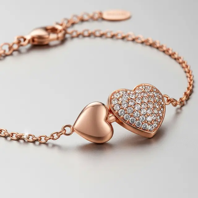 Gelang Emas Rose Gold Kombinasi Kristal Swarovski untuk Gaya Elegan Modern (AI)