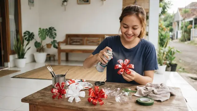 Bunga Merah Putih dari Botol Plastik Bekas